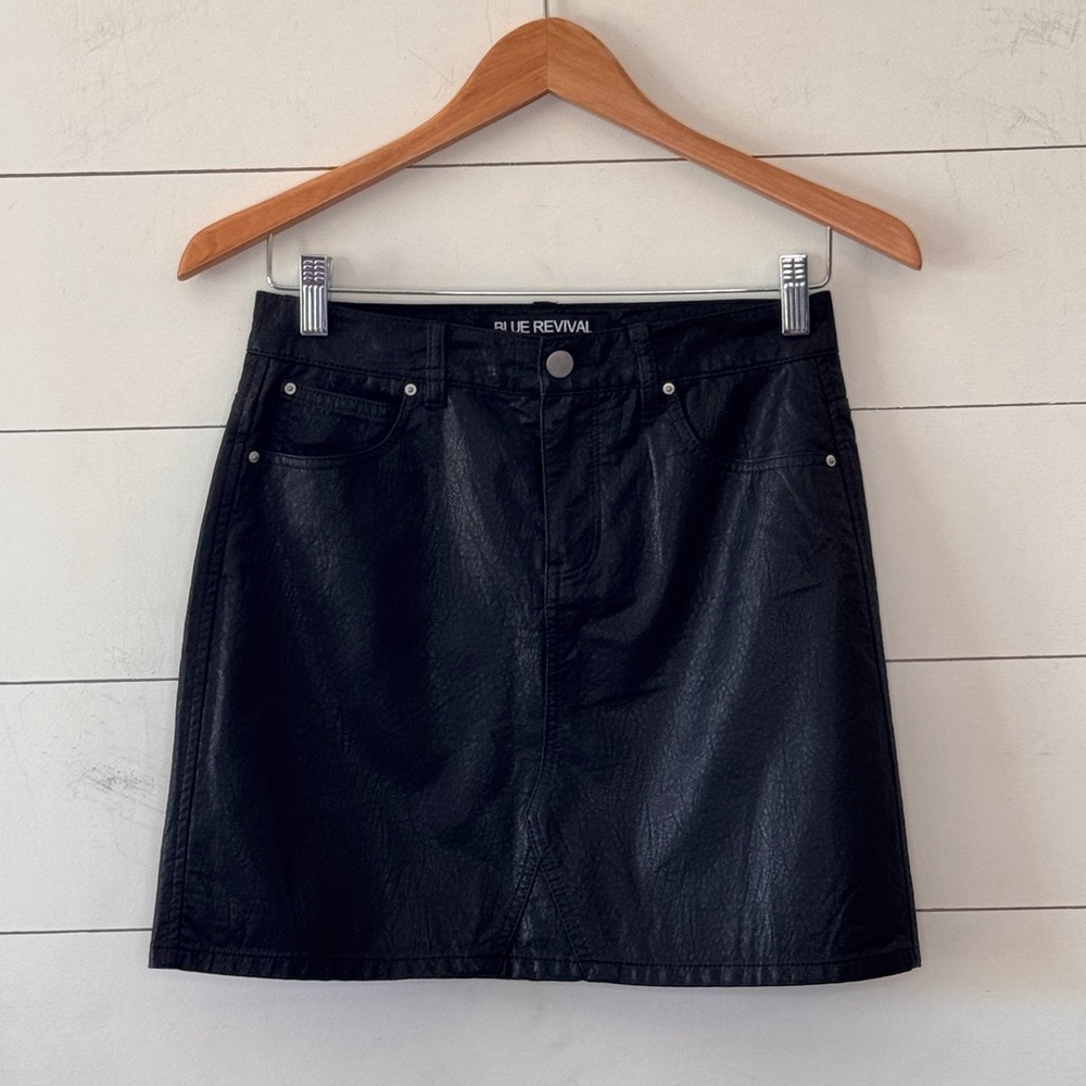 Blue Revival Faux Leather Mini Skirt Size 25